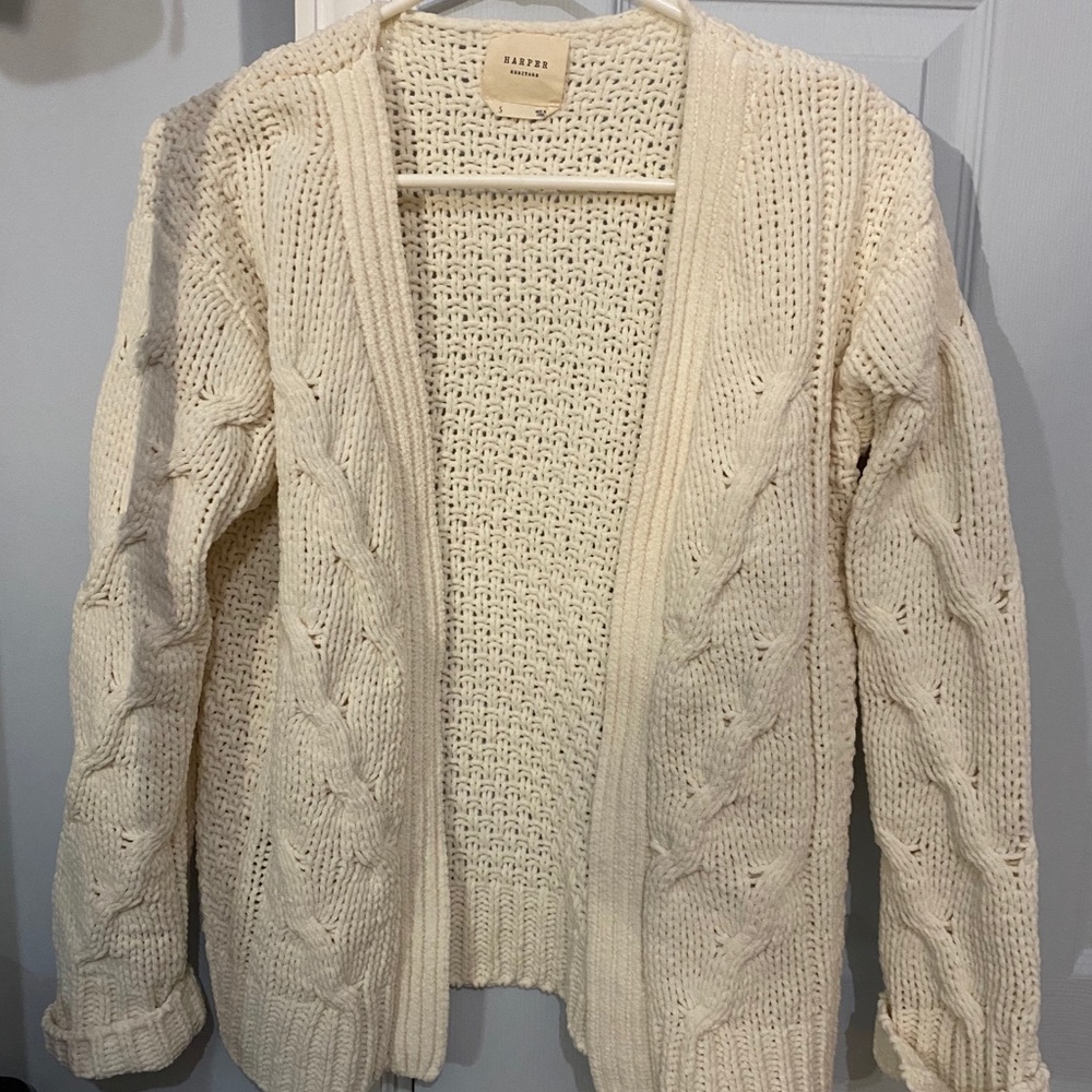 Chenille cable cardigan